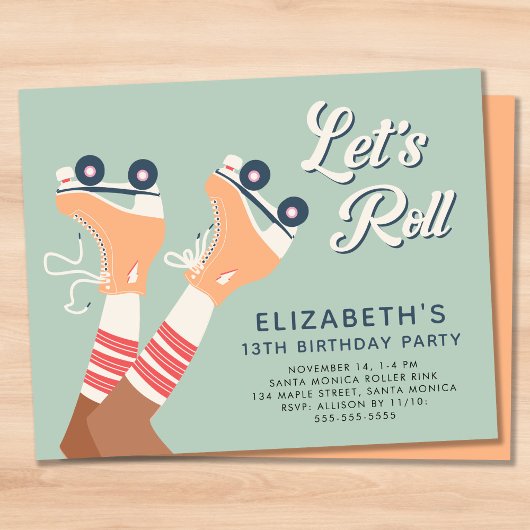 Papier Budget Retro Girls Roller Patinage Anniversaire Fê