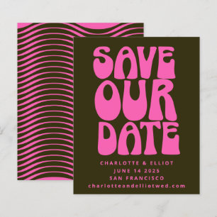 Papier Budget Rétro Groovy 70s Rose Vert Enregistrer la D