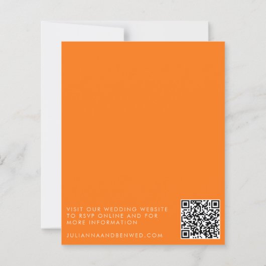 Papier Budget Retro Orange Check Wedding QR Code Invite (Dos)