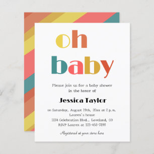 Papier Budget Retro Rainbow Oh Baby shower Invitation