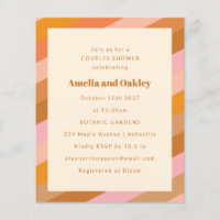 Budget Retro Rose Orange Couples Douche Invitation
