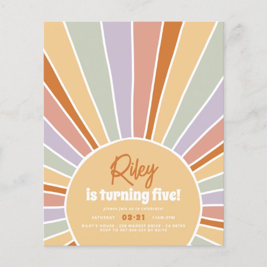 Papier Budget Retro Sunshine Super Fille fête d'anniversa (Devant)