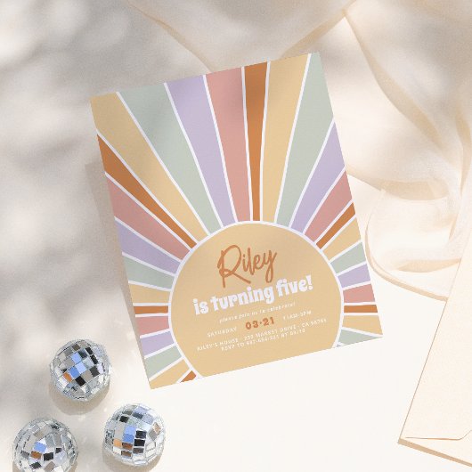 Papier Budget Retro Sunshine Super Fille fête d'anniversa