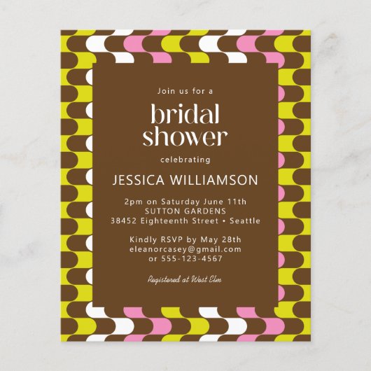 Papier Budget Retro Super Lime rose Fête des mariées Brow (Devant)