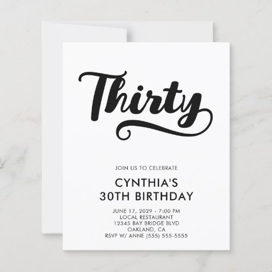 Papier Budget Retro Swash Bold Script 30e Anniversaire (Devant)