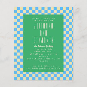 Papier Budget Retro tableau de bord bleu Mariage vert