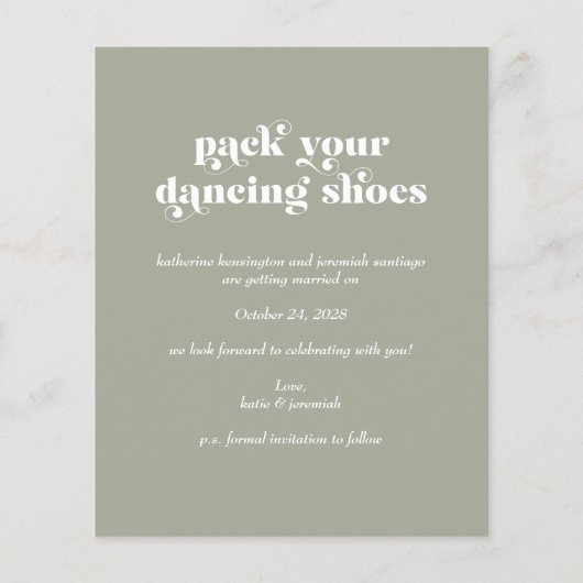 Papier Budget Retro Typographie Sage vert Enregistrer la  (Dos)