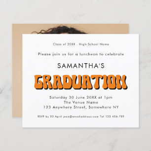 Papier Budget Retro Vintage Orange Photo Graduation Party