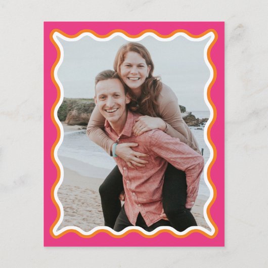 Papier Budget Retro Wavy Pink Orange Mariage photo (Dos)