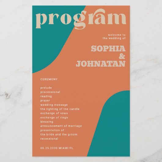 Papier Budget retro wedding program template (Devant)