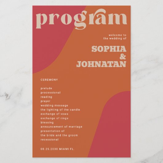 Papier Budget retro wedding program template (Devant)