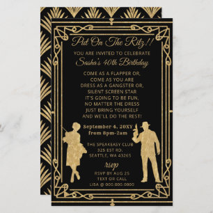 Papier Budget Roaring 20 flapper girl gangster invitation