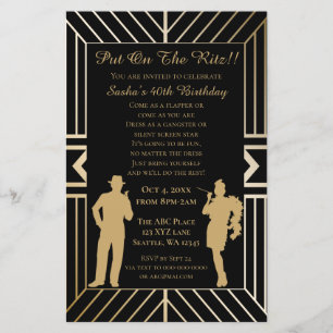 Papier Budget Roaring 20 flapper girl gangster Invitation