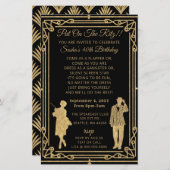 Papier Budget Roaring 20 flapper girl gangster Invitation (Devant / Derrière)
