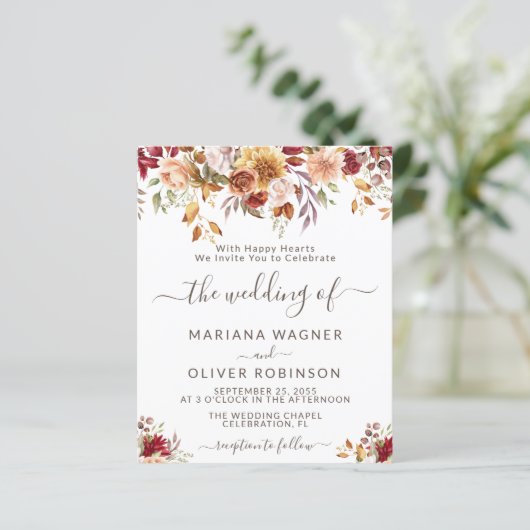 Papier Budget Romantique automne Faire-part de mariage fl (Debout devant)