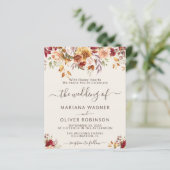 Papier Budget Romantique Automne Floral Mariage d'ivoire (Debout devant)