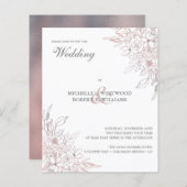 Papier BUDGET Romantique Chic Rose or Floral Mariage (Devant / Derrière)