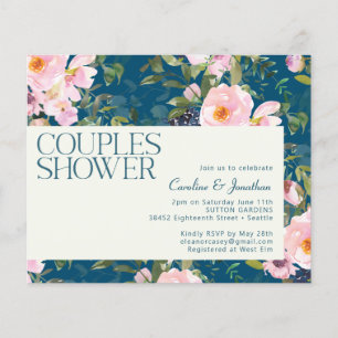 Papier Budget Romantique Floral Blue Couples Invitation d