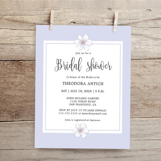 Papier Budget Romantique Lilac Fête des mariées florale