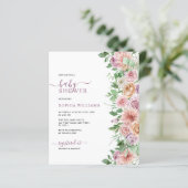 Papier Budget Romantique Rose Flower Baby shower Invitati (Debout devant)