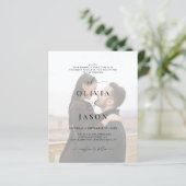 Papier BUDGET Romantique Script noir blanc photo Mariage (Debout devant)