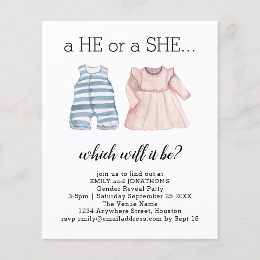 Papier Budget Romper Robe He She She Gender Reveillez Inv (Devant)