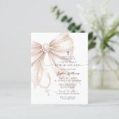 Papier Budget Rosary Bow First Holy Communion Invitation (Debout devant)