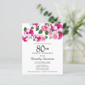 Papier Budget rose blanc floral 80e anniversaire Invitati (Debout devant)