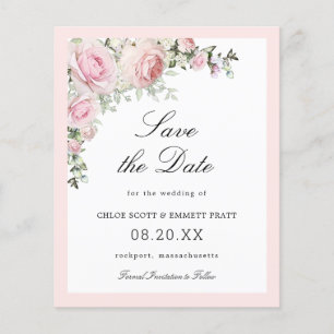 Papier Budget Rose Blanc Floral Mariage Enregistrer La Da