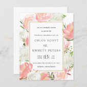 Papier Budget rose blanc Floral Russe Faire-part de maria (Devant / Derrière)