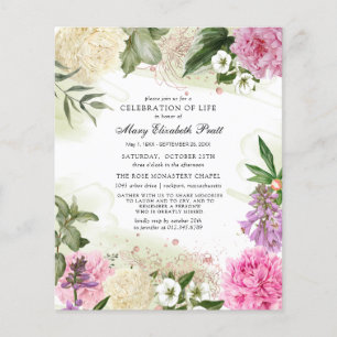 Papier Budget Rose Blanc Violet Floral Invitation