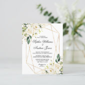 Papier Budget Rose blanche et Faire-part de mariage verte (Debout devant)