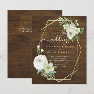 Papier BUDGET Rose Blanche Verdure Or Wedding