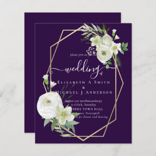 Papier BUDGET Rose blanche verte Mariage or