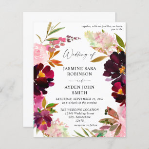 Papier Budget Rose - Blush chaud et violet Mariage Floral