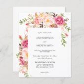 Papier Budget Rose Blush Floral Blanc 2 Mariage (Devant / Derrière)