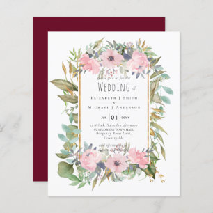 Papier BUDGET Rose Blush Floral Sage Mariage