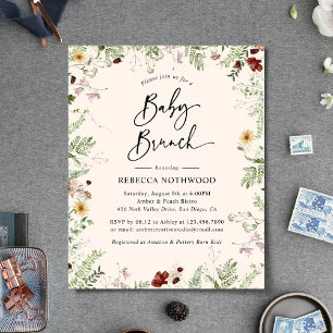 Papier Budget Rose Boho Florals Baby Brunch Invitation