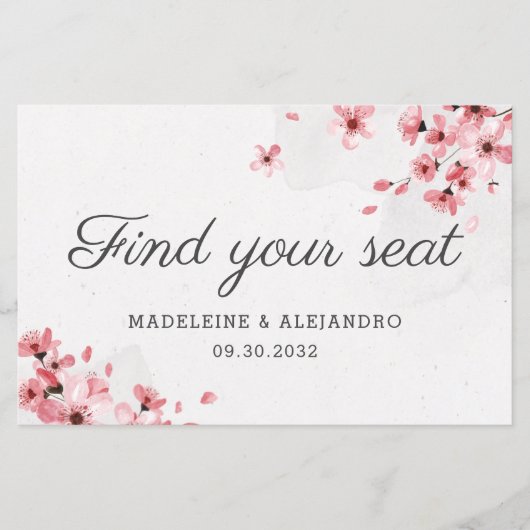 Papier Budget rose cerisier fleurit trouver votre siège (Devant)