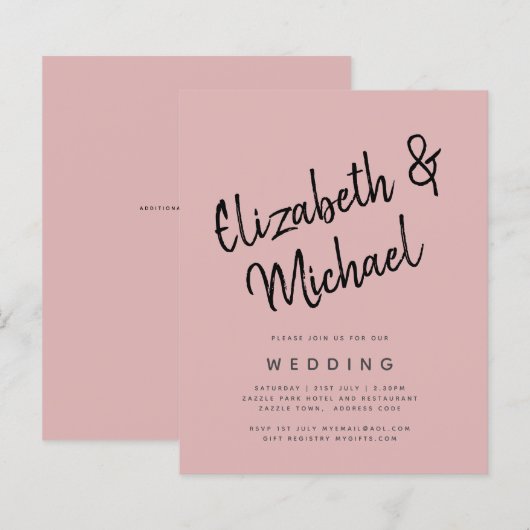 Papier BUDGET Rose clair Dusté rose Mariage monochrome (Devant / Derrière)