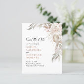 Papier Budget Rose Elégant Foliage Enregistrer la date (Debout devant)