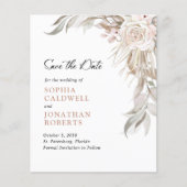 Papier Budget Rose Elégant Foliage Enregistrer la date (Devant)