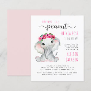 Papier Budget Rose Elephant Girl Drive Par Baby shower