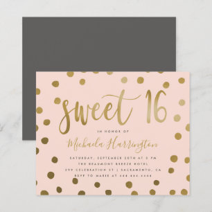 Papier Budget Rose et Or Confettis Douce 16e Anniversaire