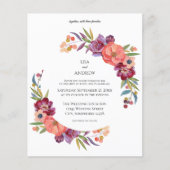 Papier Budget rose et prune Tropical Floral V3 Mariage (Devant)