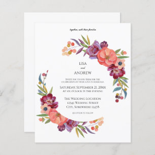 Papier Budget rose et prune Tropical Floral V3 Mariage