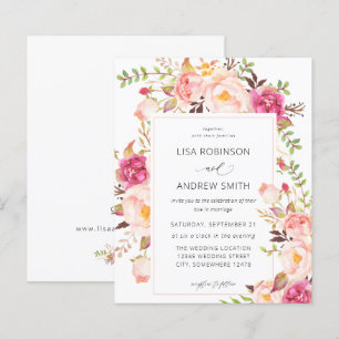 Papier Budget Rose Fleurie Teintée Florale Mariage V3