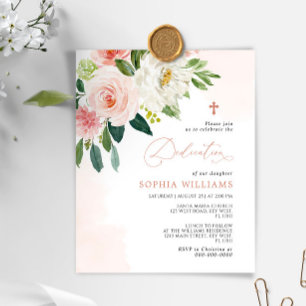 Papier Budget Rose Fleurs Dedication Invitation