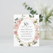 Papier Budget rose floral 30e anniversaire Invitation (Debout devant)