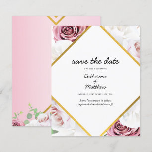 Papier Budget Rose Floral Blush Géométrique Enregistrer l